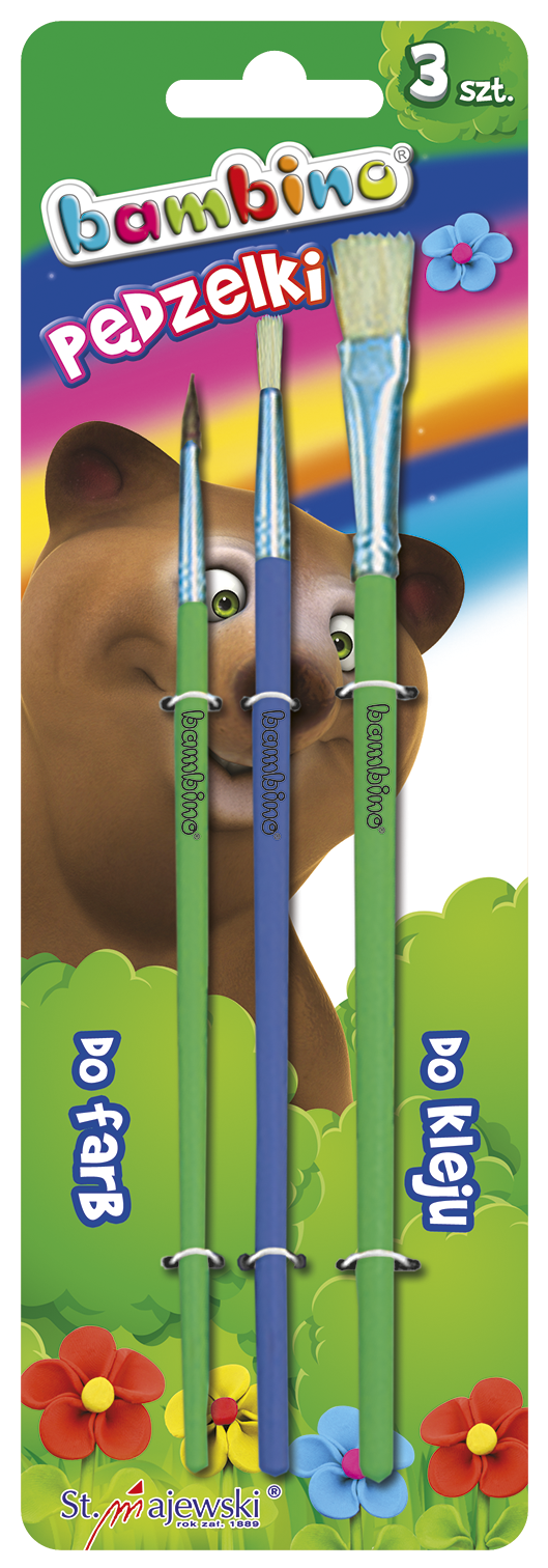 Zestaw pędzli do farb i kleju 3szt. Bambino